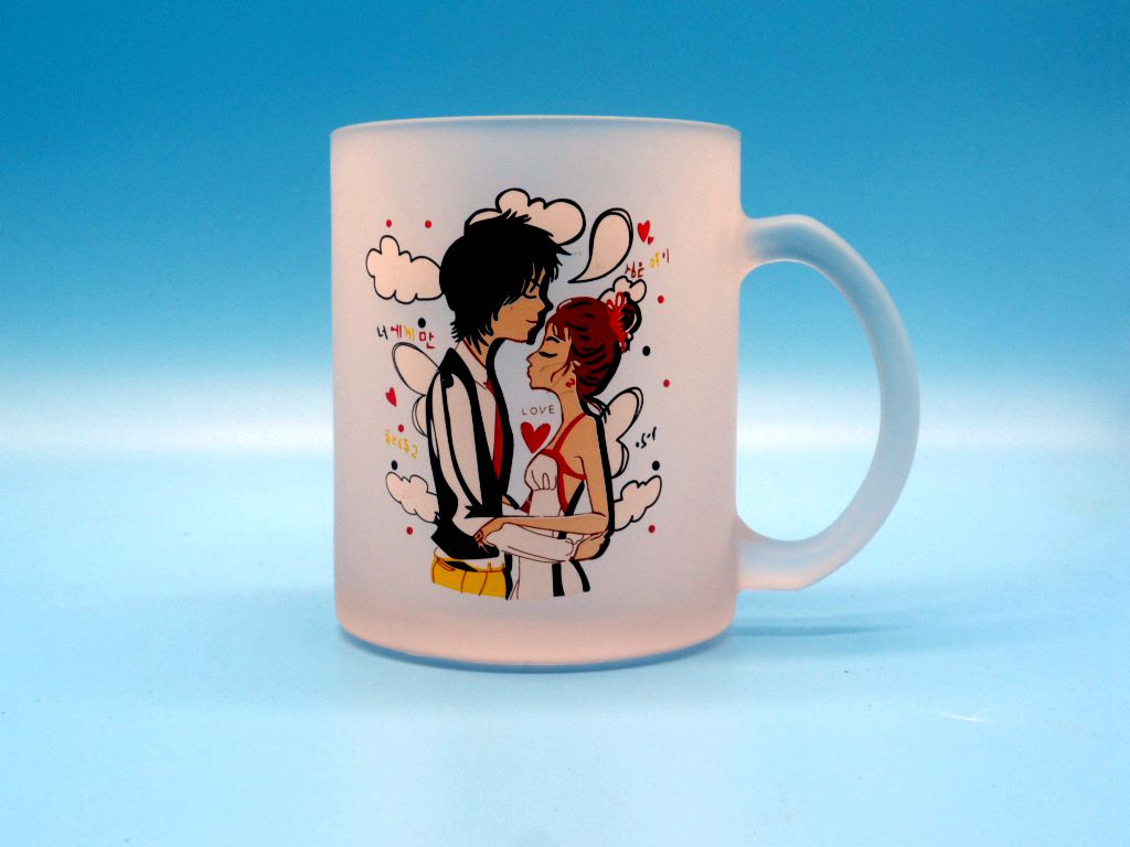 Glass cup with Multi Colors Decaling