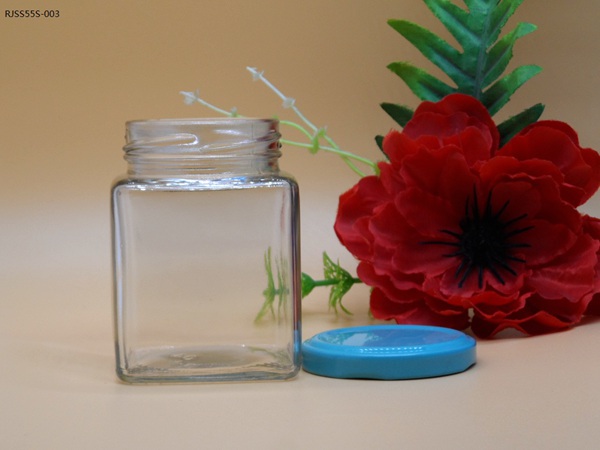 Glass Jar: 8 oz. Flint French Square Jar  Glass Jar: 8 oz. Flint French  Square Jar