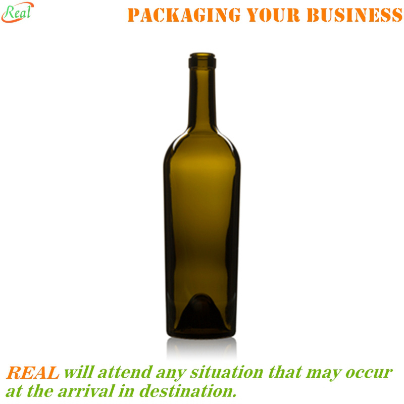 750ml tapered Bordeaux wine bottle antique green