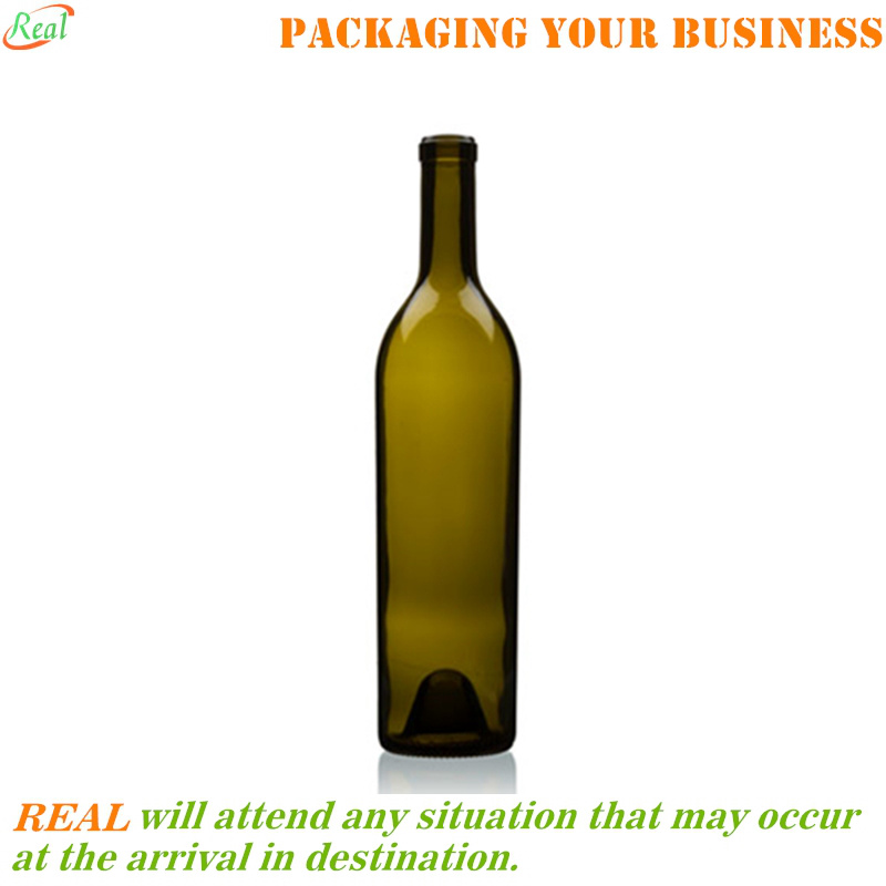 750ml tapered Bordeaux wine bottle antique green