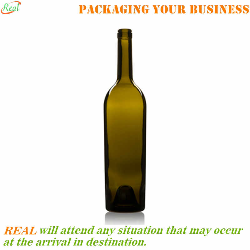 750ml tall tapered Bordeaux wine bottle antique green