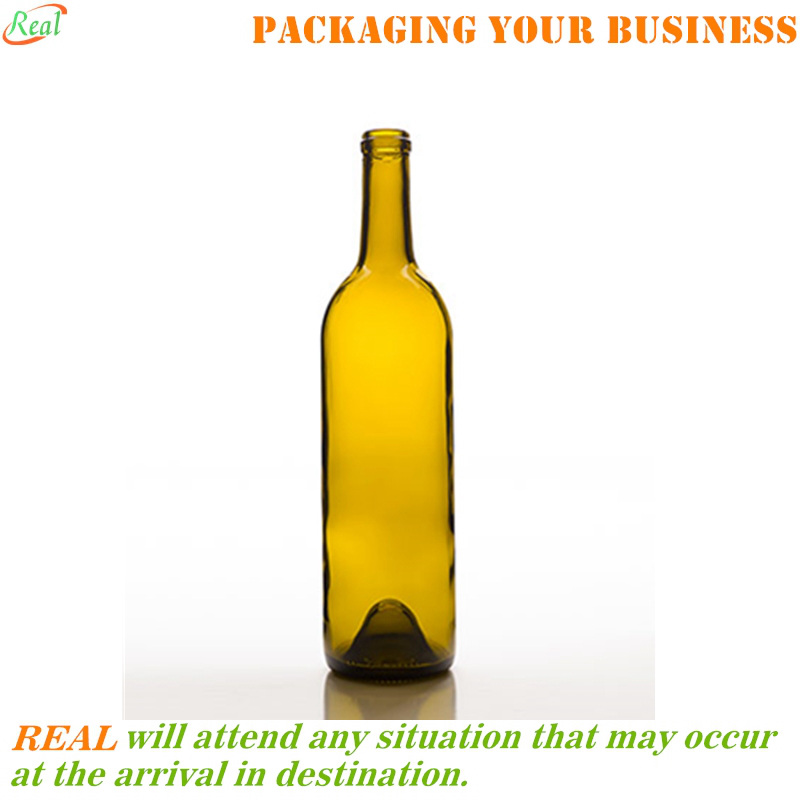 750ml Bordeaux shape wine bottle with cork top flint color