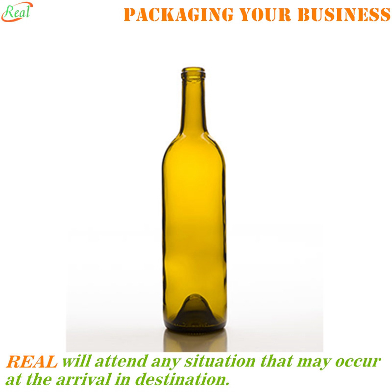 750ml Bordeaux shape wine bottle with cork top Dead-Leaf green