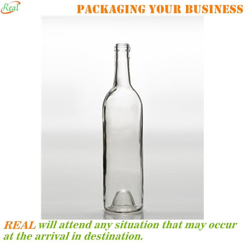 750ml Bordeaux shape wine bottle with cork top flint color
